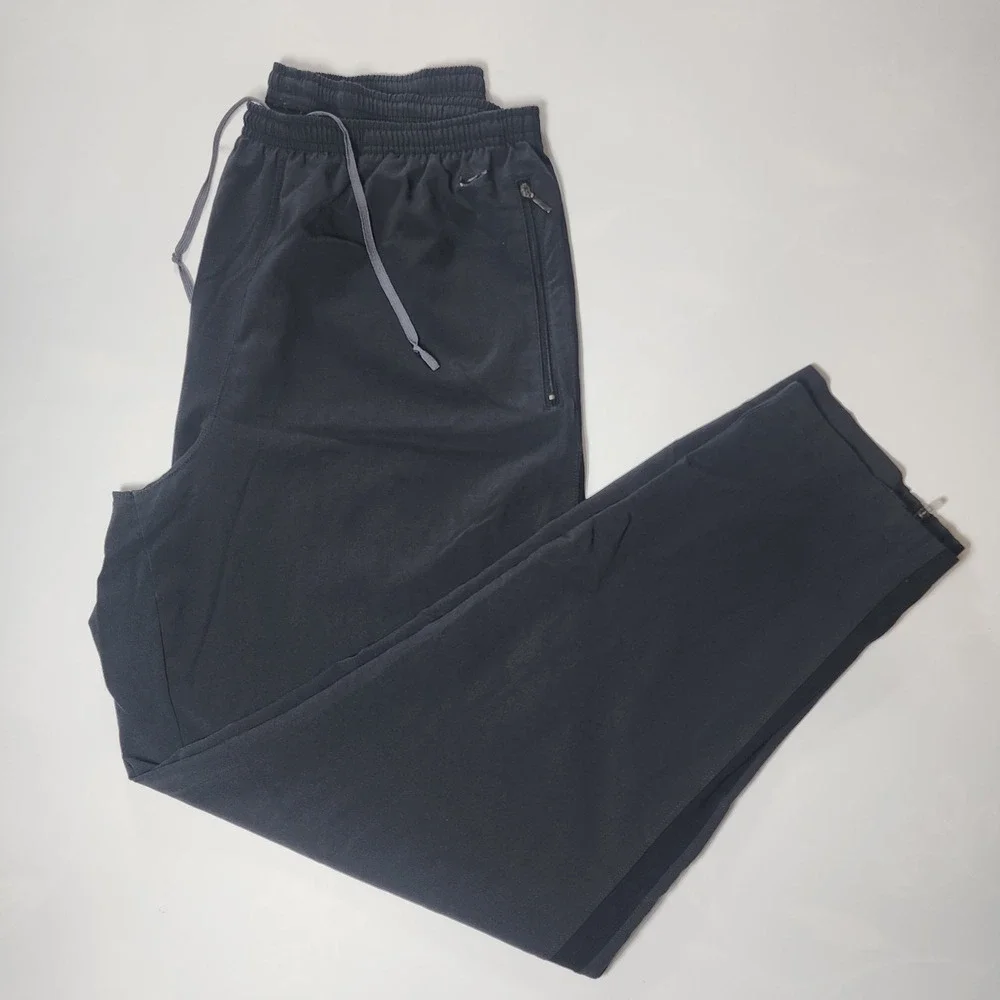 Nike Windbreaker Pants Mens Large Black Lightweight Zipper Ankle Nylon Vintage